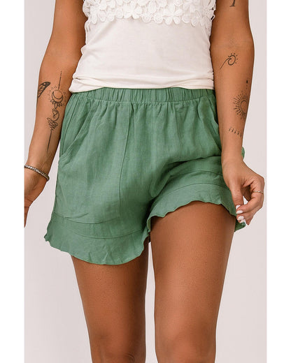 Azura Exchange High Waist Ruffle Shorts with Pockets - L