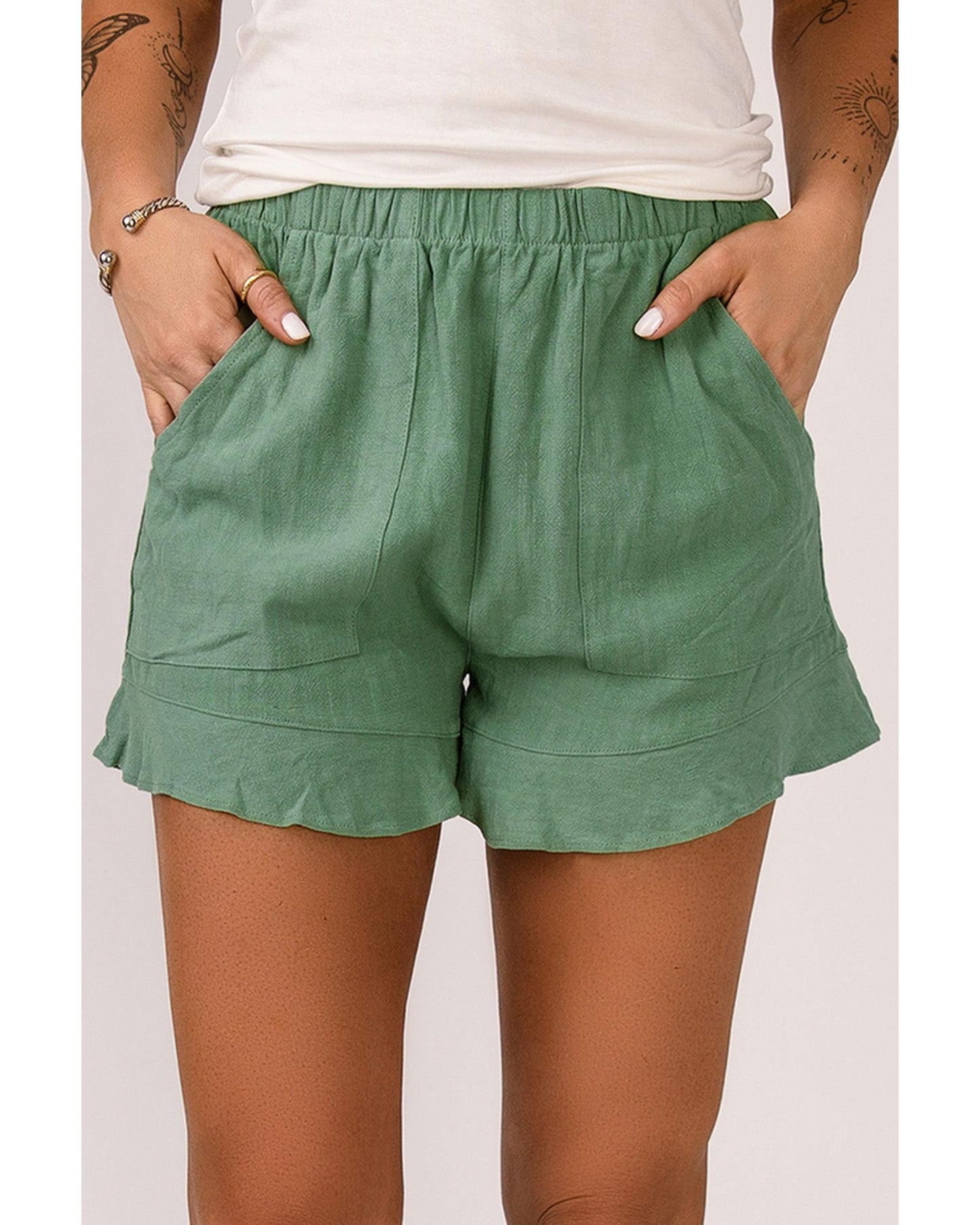 Azura Exchange High Waist Ruffle Shorts with Pockets - XL