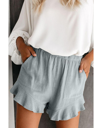 Azura Exchange High Waist Ruffle Shorts with Pockets - L