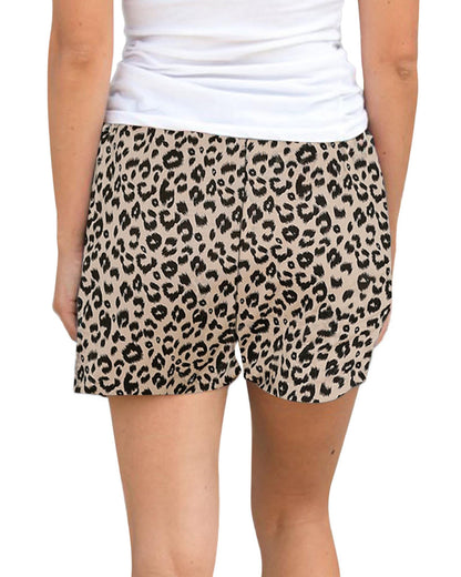 Azura Exchange Leopard Print Drawstring Waist Shorts - L