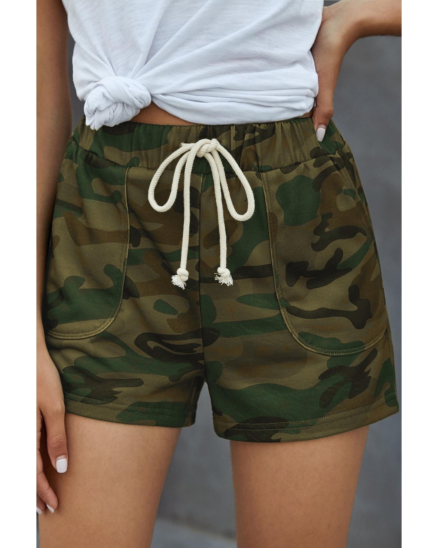 Azura Exchange Drawstring Camouflage Shorts - M