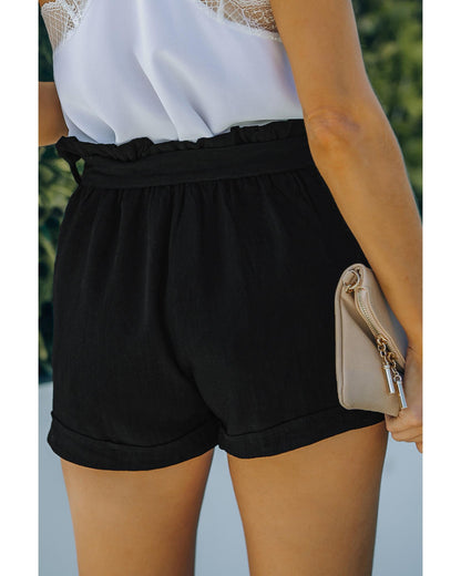 Azura Exchange Paper Bag Waist Cotton Shorts - L