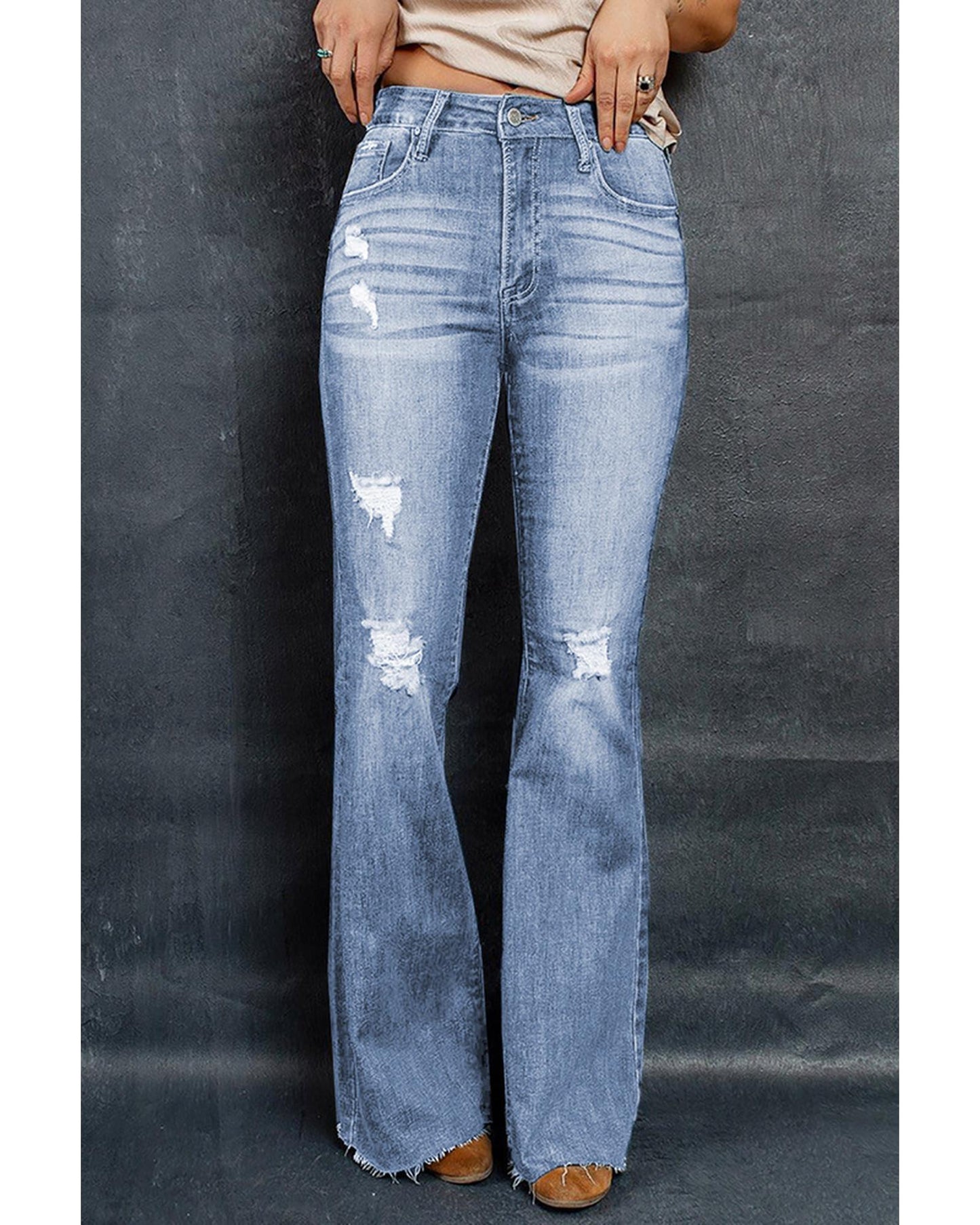 Azura Exchange Flare Jeans - Dark Wash Mid Rise - 16 US