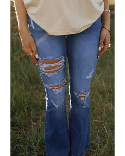 Azura Exchange Distressed Flare Jeans - M