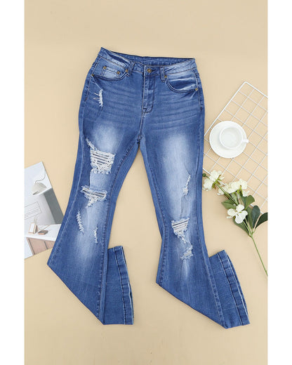 Azura Exchange Distressed Flare Jeans - M