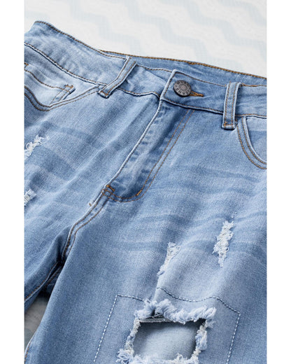 Azura Exchange Distressed Jeans with Buttoned Pockets - S