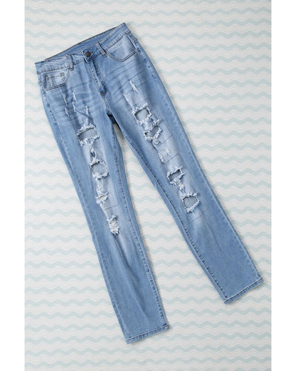 Azura Exchange Distressed Jeans with Buttoned Pockets - S