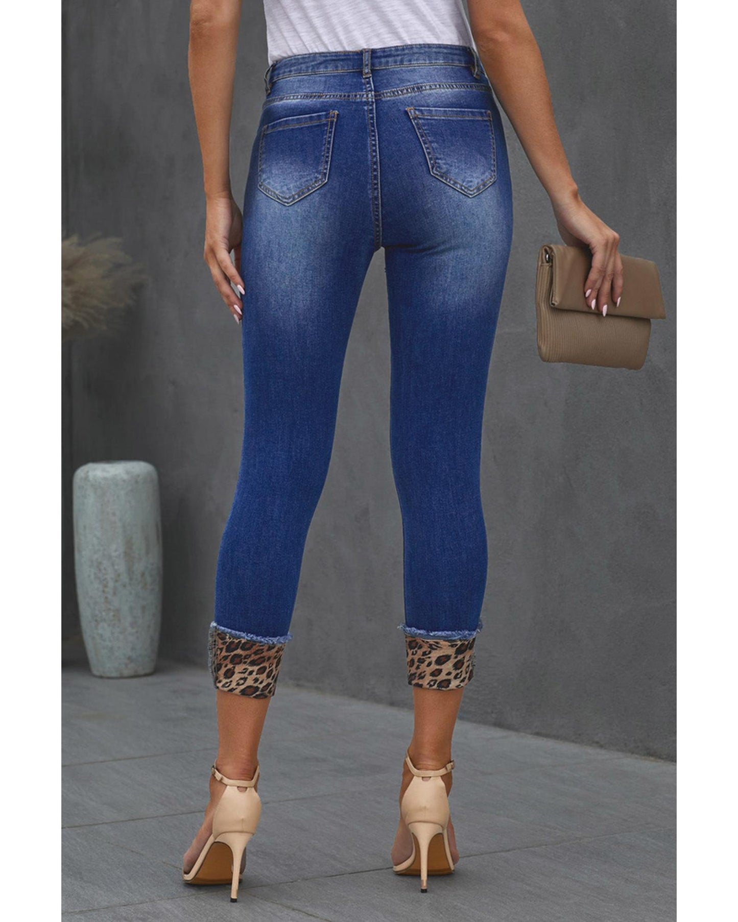 Azura Exchange Leopard Patches Distressed Skinny Jeans - M