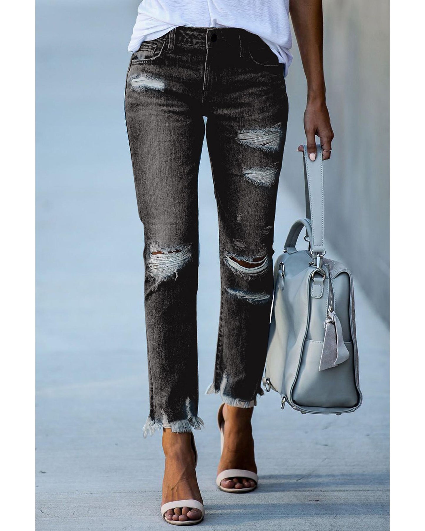 Azura Exchange Distressed Denim Pants - M