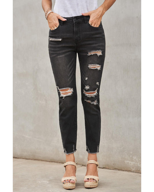 Azura Exchange Distressed Denim Pants - S