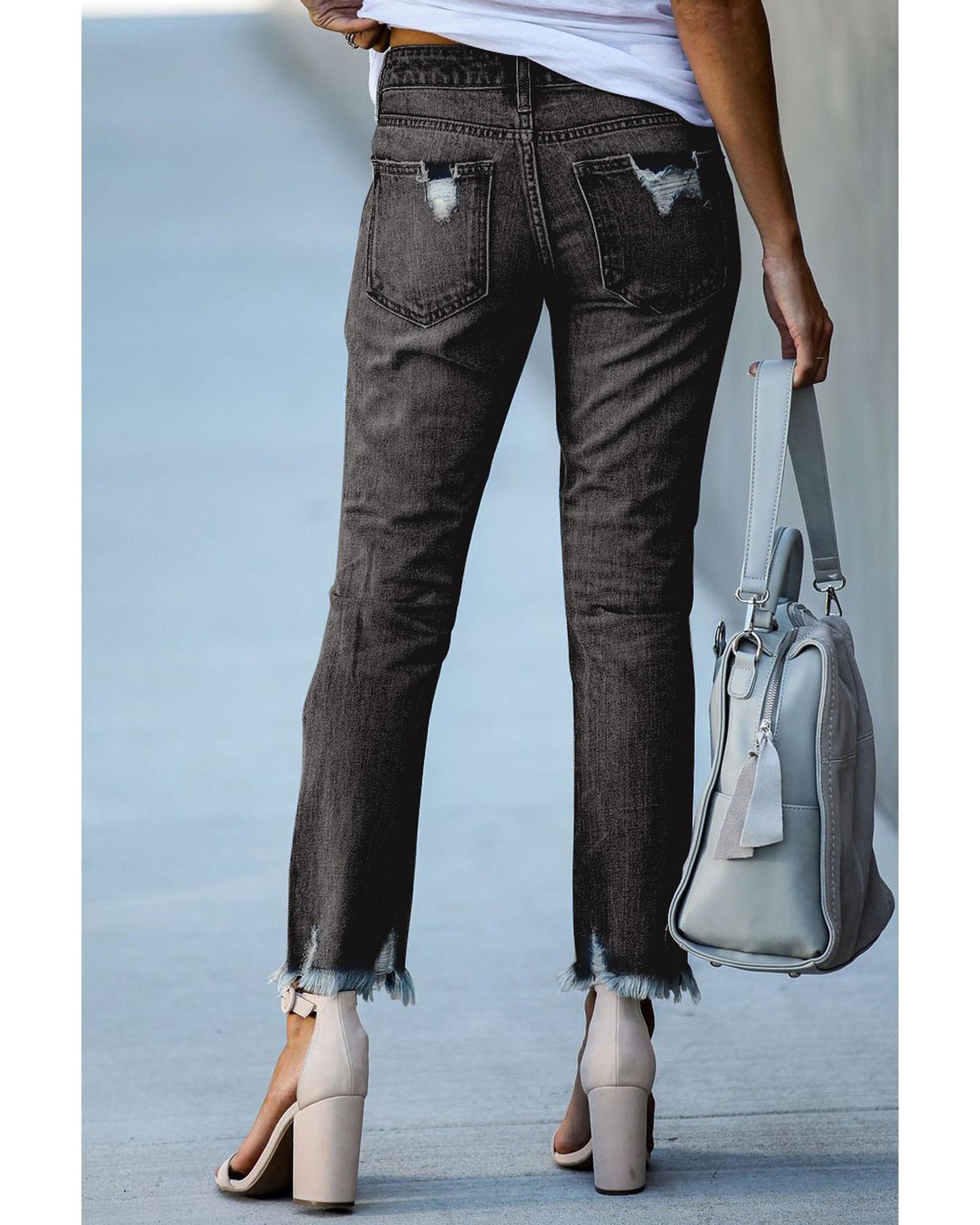 Azura Exchange Distressed Denim Pants - S