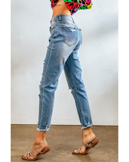 Azura Exchange Distressed Boyfriend Denim Pants - L