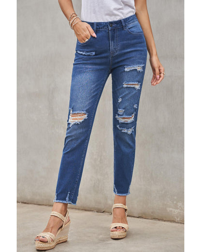 Azura Exchange Distressed Boyfriend Denim Pants - L