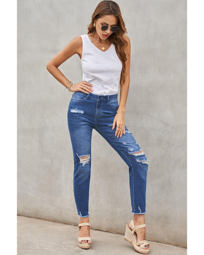 Azura Exchange Distressed Boyfriend Denim Pants - L