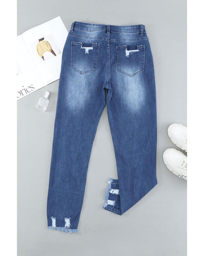 Azura Exchange Distressed Boyfriend Denim Pants - L