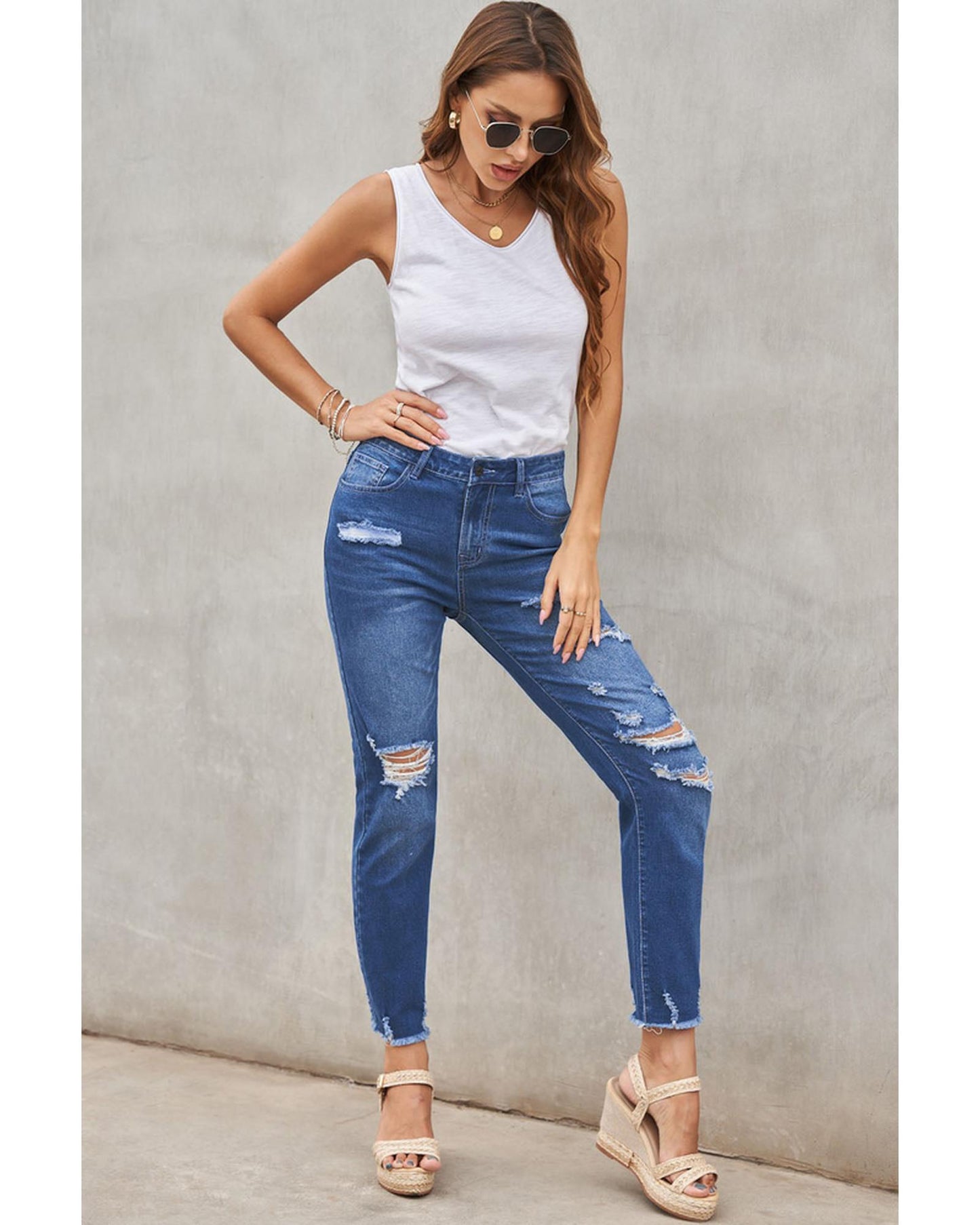 Azura Exchange Distressed Boyfriend Denim Pants - XL