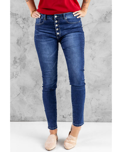 Azura Exchange Button Fly High Rise Skinny Jeans - M