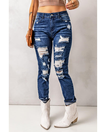 Azura Exchange High Waist Distressed Skinny Jeans - L