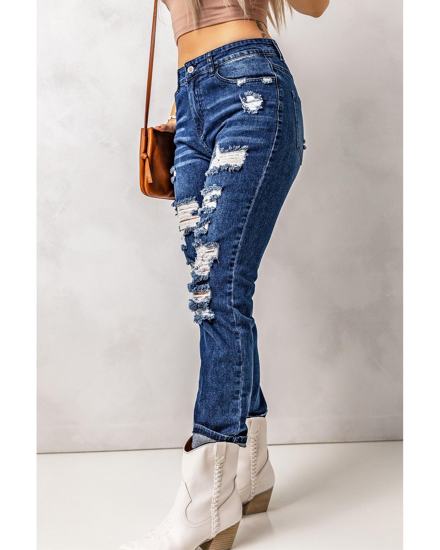 Azura Exchange High Waist Distressed Skinny Jeans - M