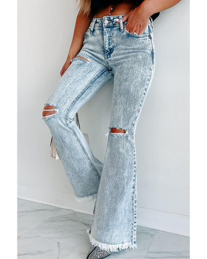 Azura Exchange Acid Wash Flare Jeans - 10 US