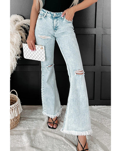 Azura Exchange Acid Wash Flare Jeans - 10 US