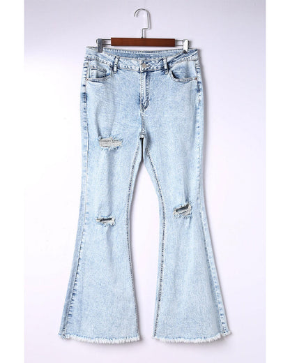 Azura Exchange Acid Wash Flare Jeans - 10 US