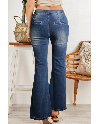 Azura Exchange Central Seam Stitching Wide Leg Jeans - 12 US