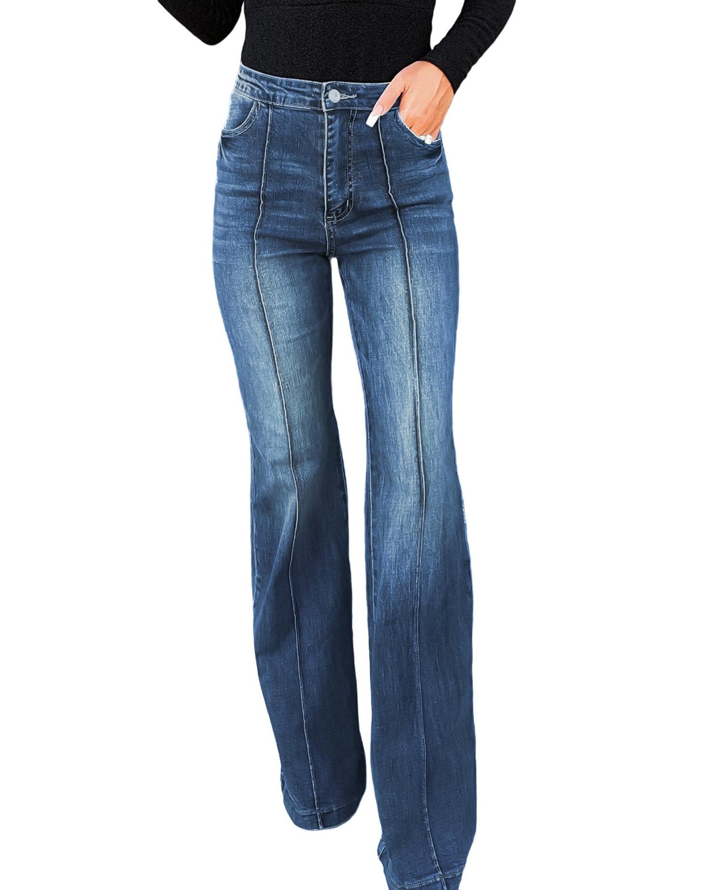 Azura Exchange Central Seam Stitching Wide Leg Jeans - 12 US