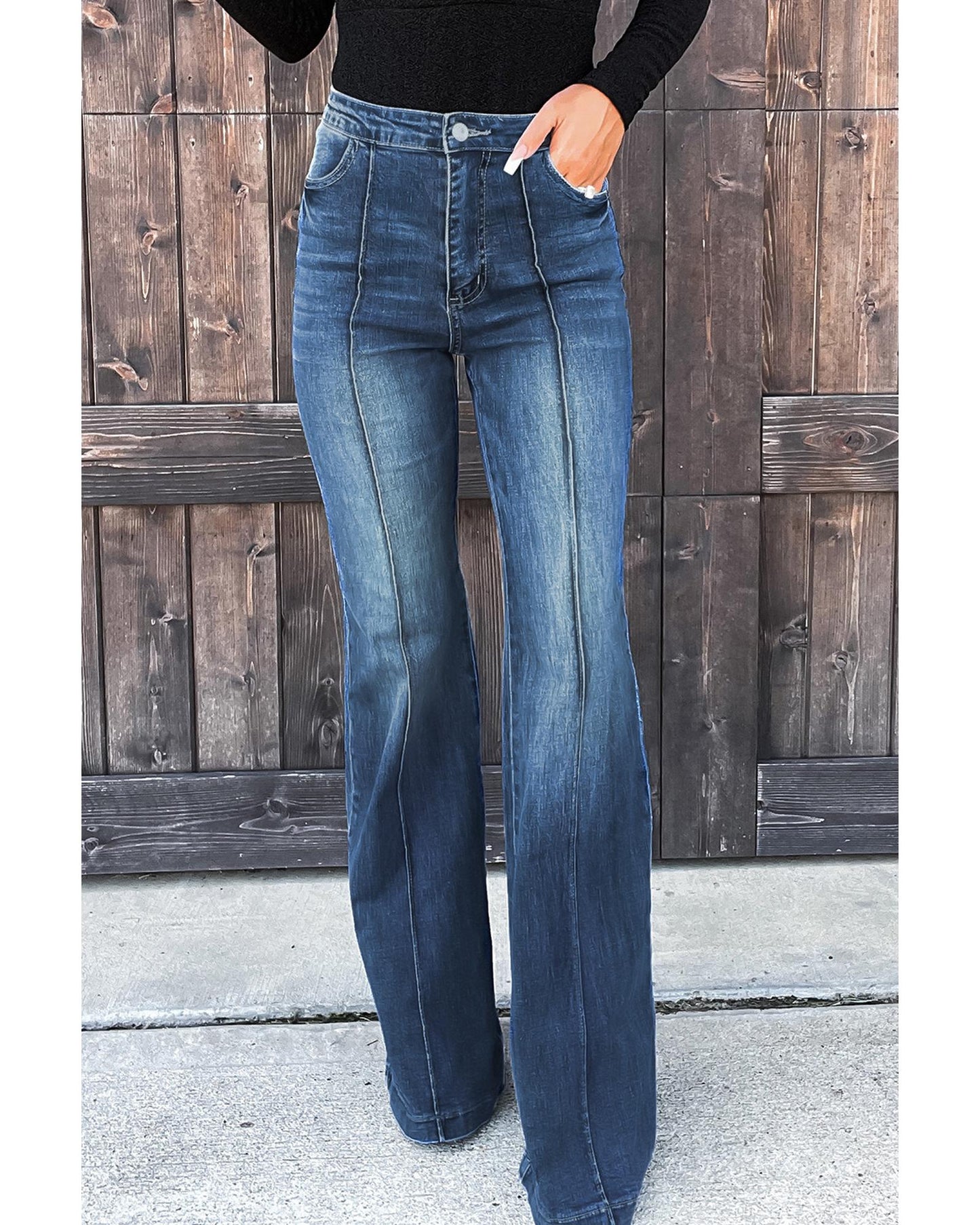 Azura Exchange Central Seam Stitching Wide Leg Jeans - 12 US