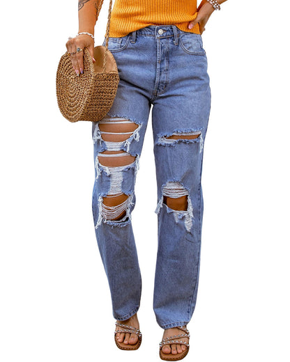 Azura Exchange Destroyed Boyfriend Jeans - 10 US