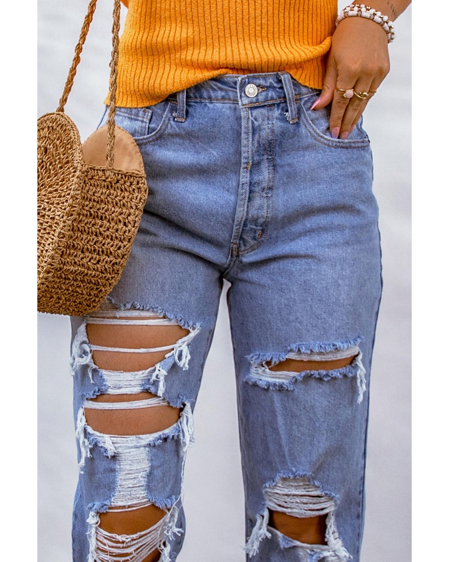 Azura Exchange Destroyed Boyfriend Jeans - 12 US