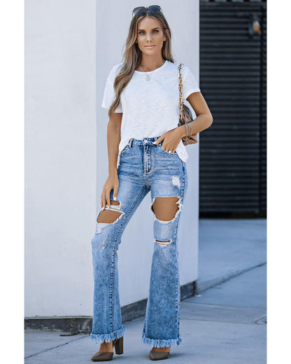 Azura Exchange Distressed Flare Leg Jeans - 12 US