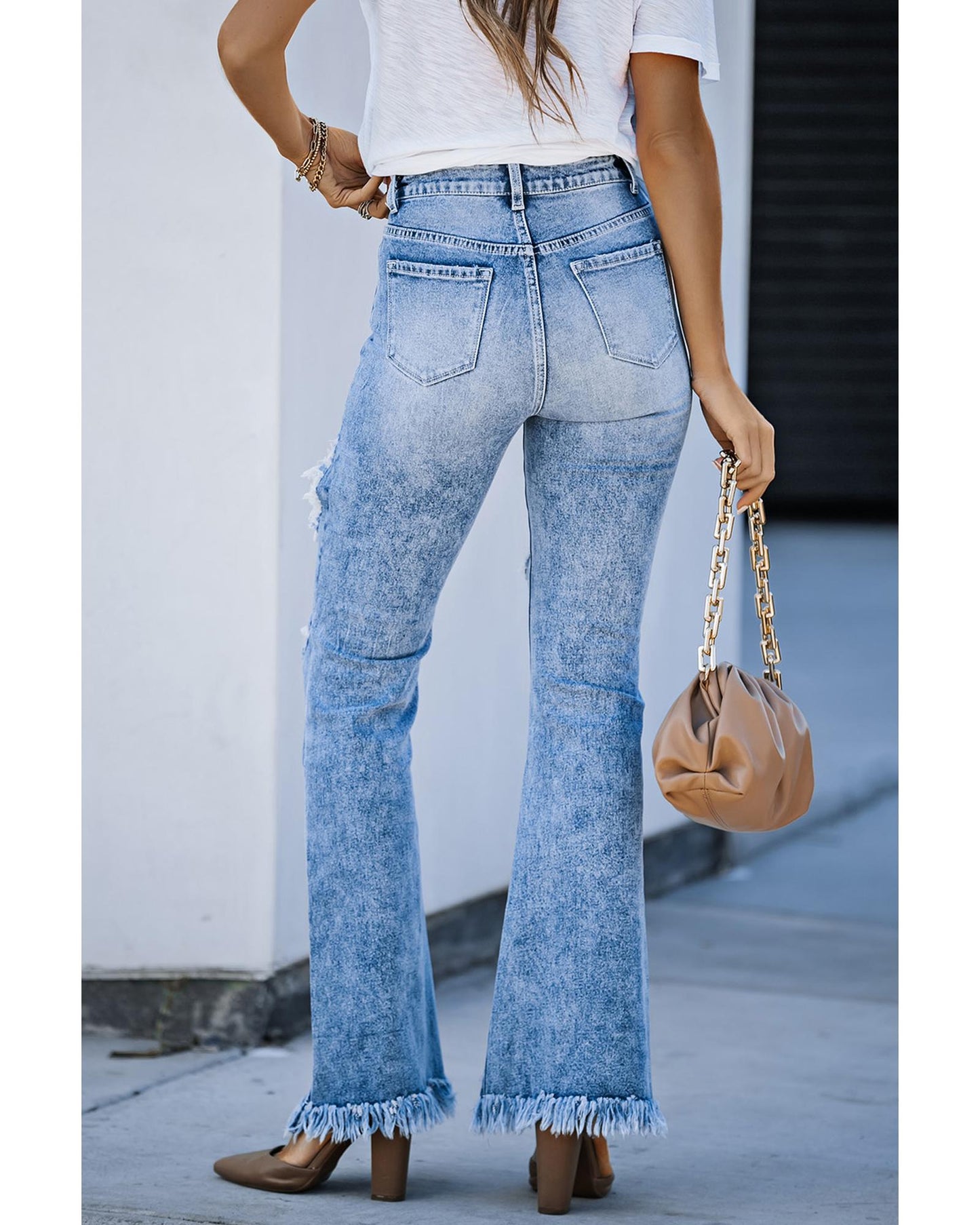 Azura Exchange Distressed Flare Leg Jeans - 16 US