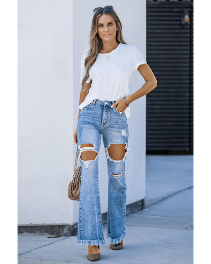 Azura Exchange Distressed Flare Leg Jeans - 8 US