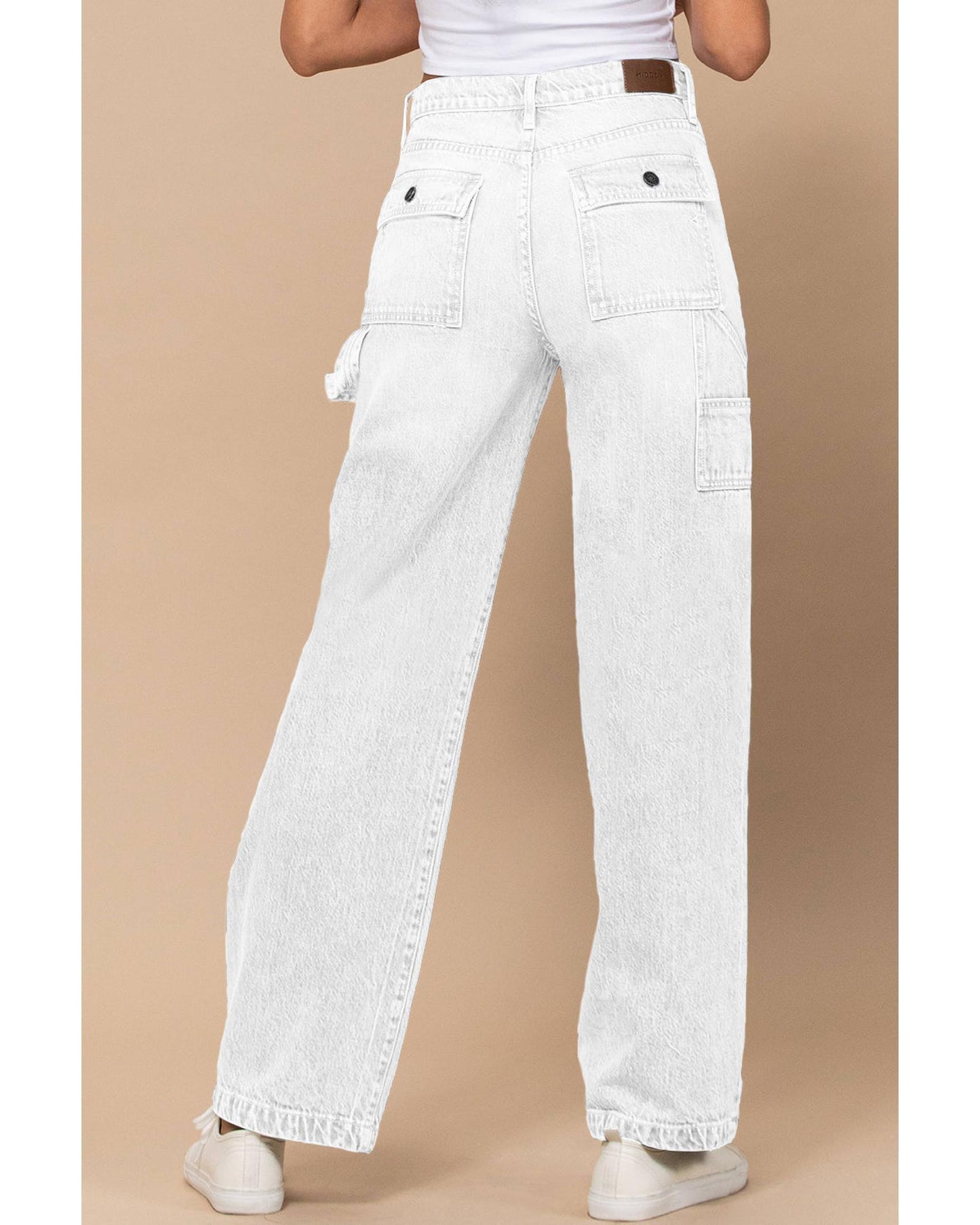 Azura Exchange Flap Back Pocket High-Waisted Wide-Leg Jeans - 16 US