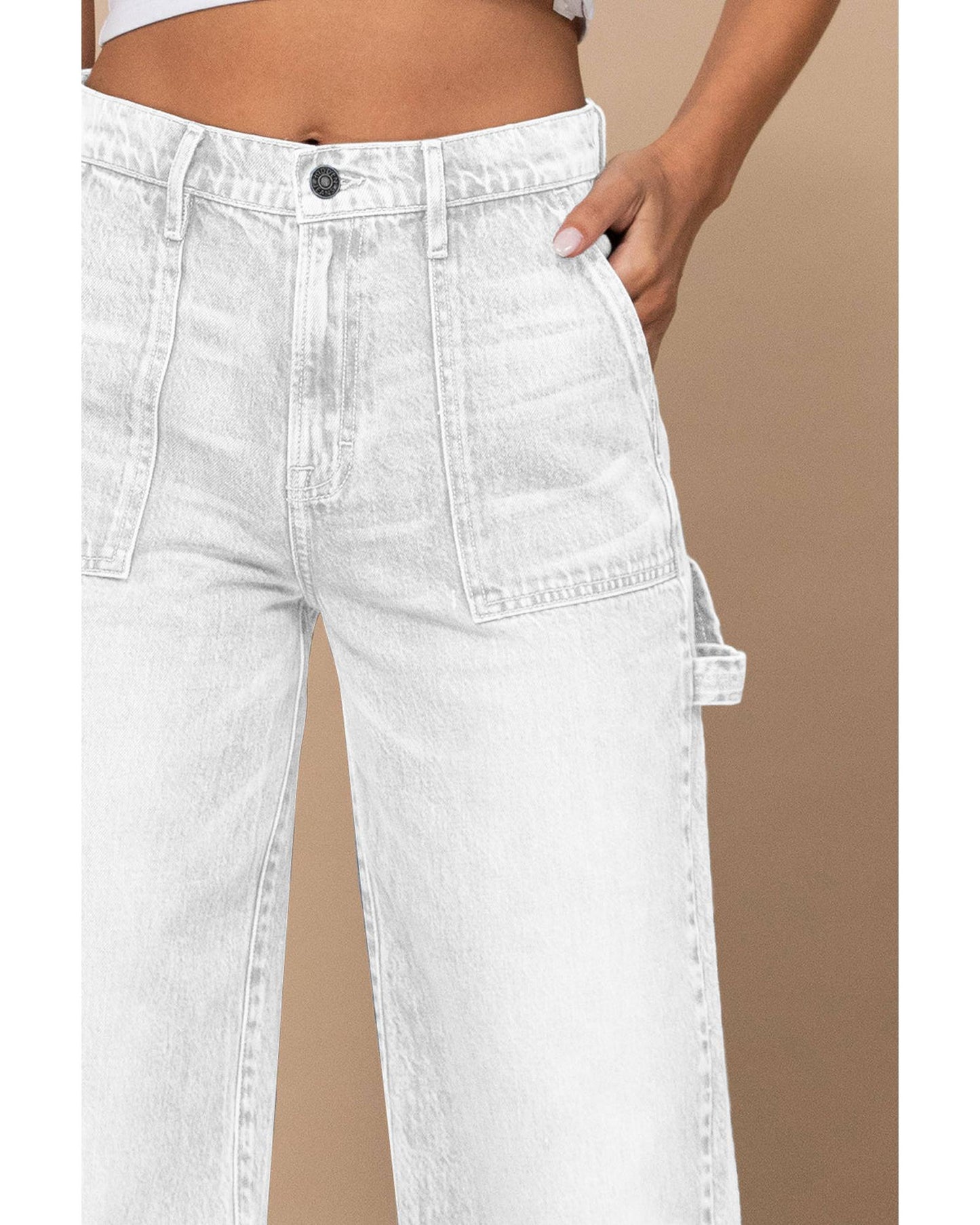 Azura Exchange Flap Back Pocket High-Waisted Wide-Leg Jeans - 16 US