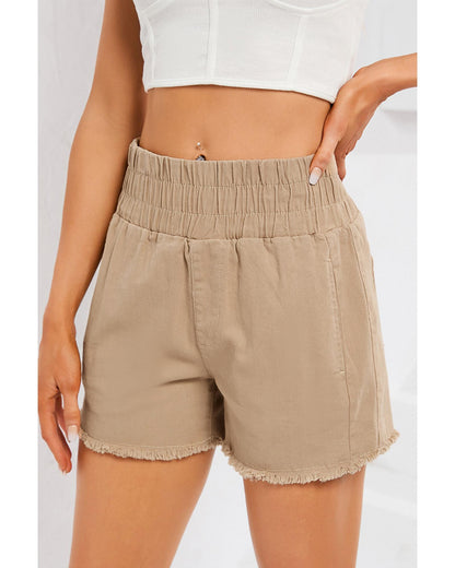 Azura Exchange Smocked Elastic High Waist Shorts - 10 US