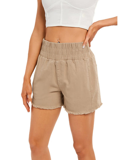 Azura Exchange Smocked Elastic High Waist Shorts - 12 US