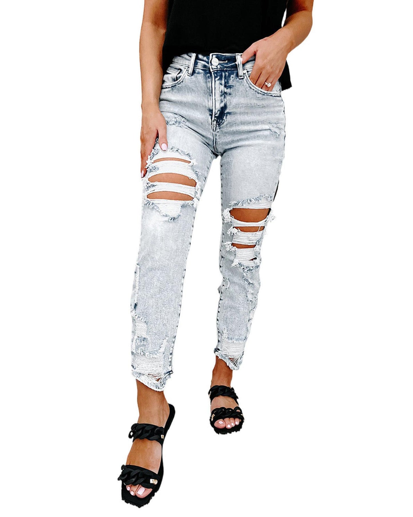 Azura Exchange Destroyed Skinny Jeans - 10 US