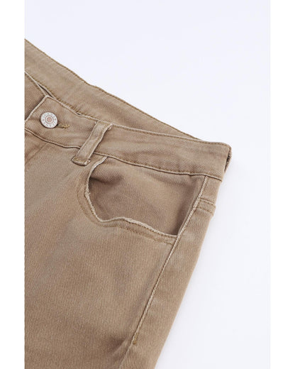 Azura Exchange Khaki High Waist Flare Jeans - 8 US