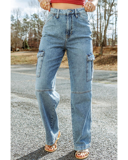 Azura Exchange Cargo-Inspired Wide Leg Jeans - 10 US