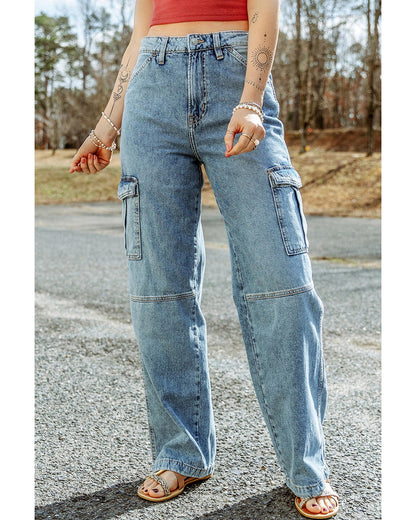 Azura Exchange Cargo-Inspired Wide Leg Jeans - 10 US