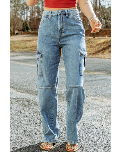 Azura Exchange Cargo-Inspired Wide Leg Jeans - 10 US