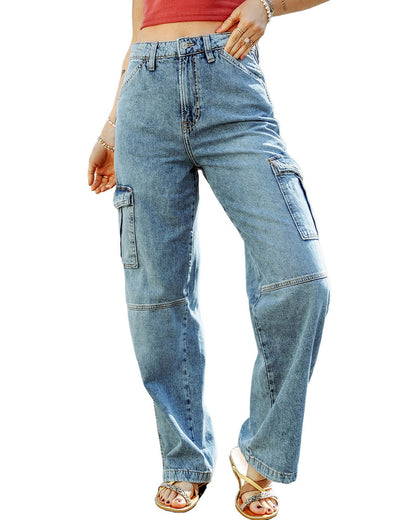 Azura Exchange Cargo-Inspired Wide Leg Jeans - 10 US