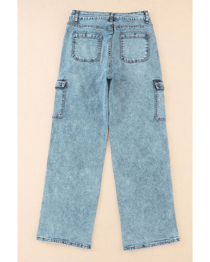 Azura Exchange Cargo-Inspired Wide Leg Jeans - 10 US