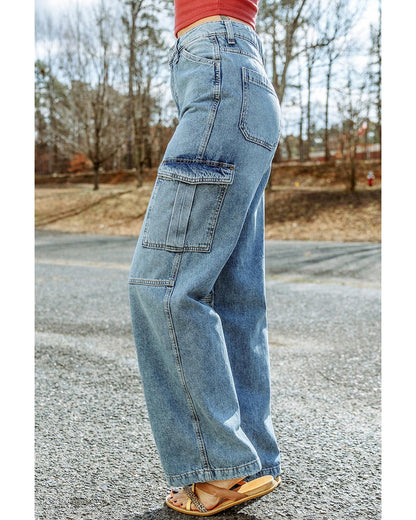 Azura Exchange Cargo-Inspired Wide Leg Jeans - 12 US