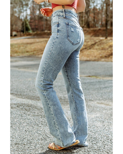 Azura Exchange Ripped Detail Flare Bottom Jeans - 10 US