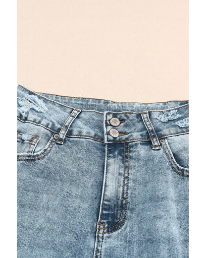 Azura Exchange Ripped Detail Flare Bottom Jeans - 6 US