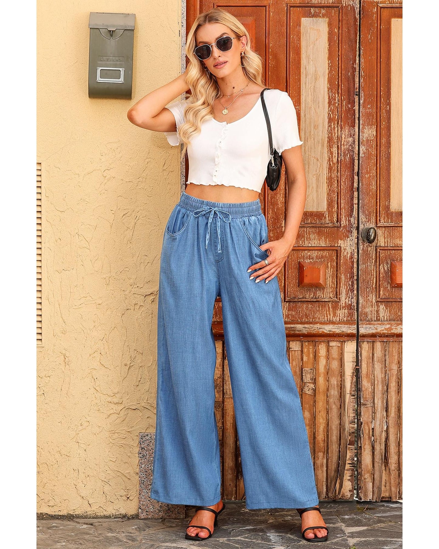 Azura Exchange Wide Leg Tencel Denim Pants - 14 US