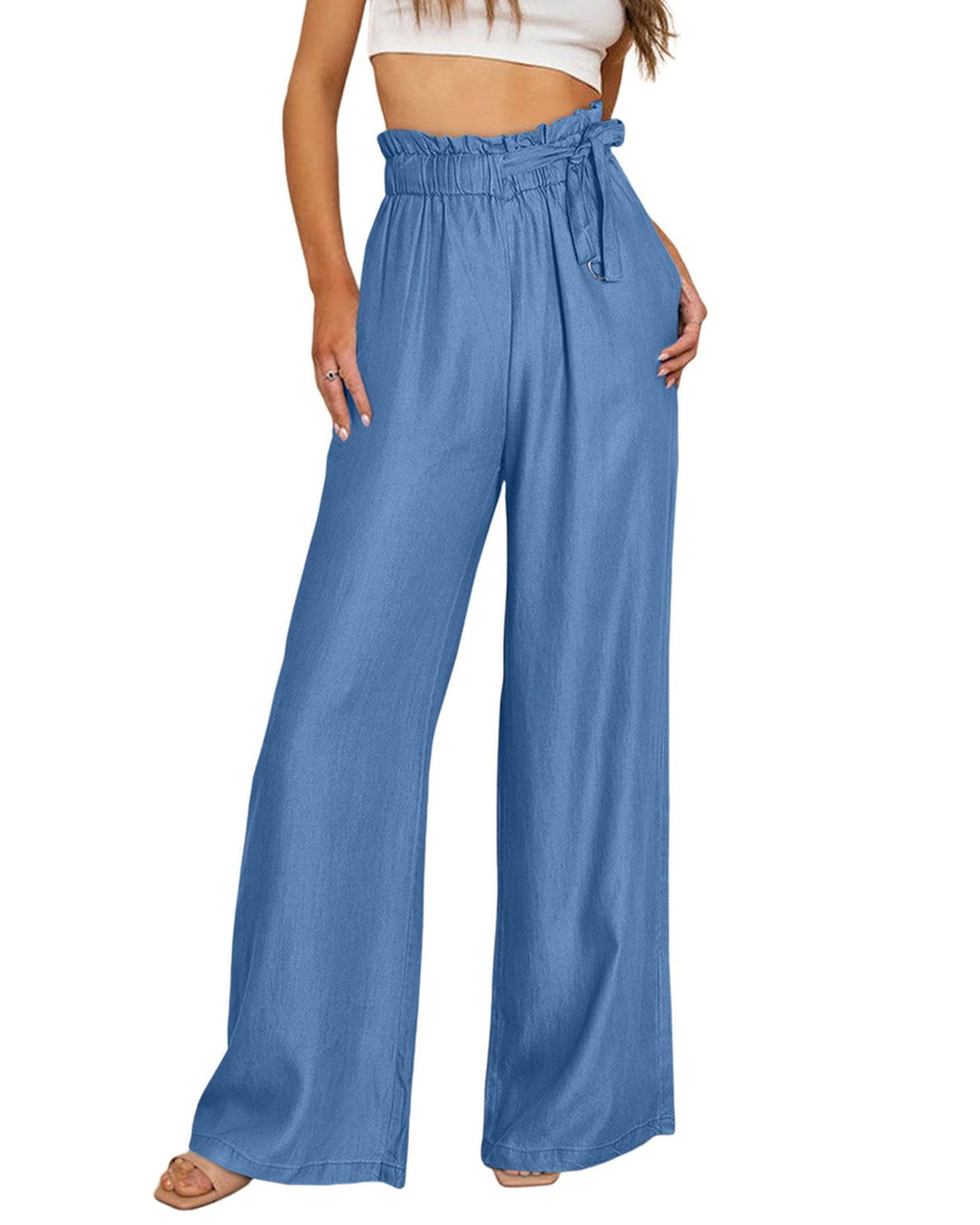 Azura Exchange Pocketed Wide Leg Tencel Jeans - 10 US